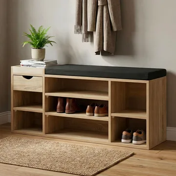 Morira Skobänk 100 cm - naturek/svart - Möbler - Stolar & fåtöljer - Sittbänk - Skobänk & skohylla med bänk