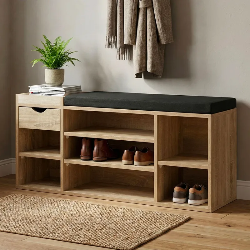 Morira Skobänk 100 cm - naturek/svart - Möbler - Stolar & fåtöljer - Sittbänk - Skobänk & skohylla med bänk