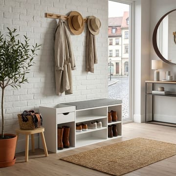 Morira Skobänk 100 cm - vit och mörkgrå - Möbler - Stolar & fåtöljer - Sittbänk - Skobänk & skohylla med bänk