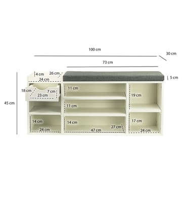 Morira Skobänk 100 cm - vit och mörkgrå - Möbler - Stolar & fåtöljer - Sittbänk - Skobänk & skohylla med bänk