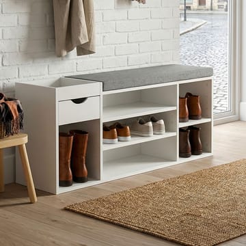 Morira Skobänk 100 cm - vit och mörkgrå - Möbler - Stolar & fåtöljer - Sittbänk - Skobänk & skohylla med bänk