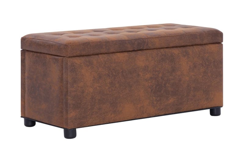 Ottoman med förvaring 87,5 cm brun konstmocka - Brun - Möbler - Stolar & fåtöljer - Sittbänk - Hallbänk - Hallbänk med förvaring