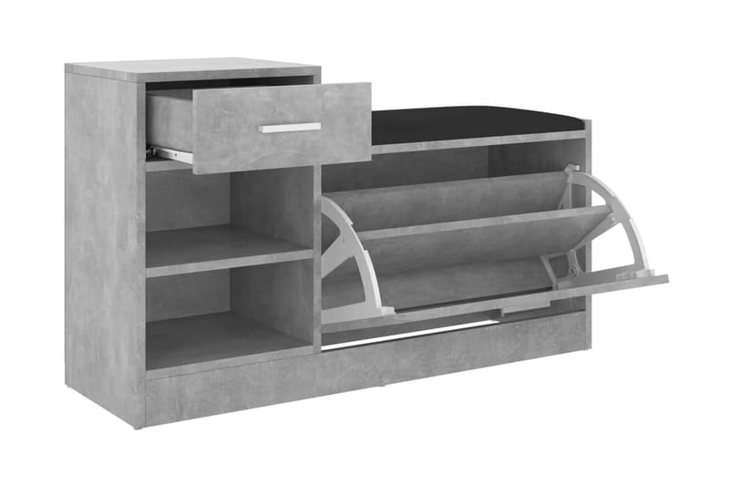 Skobänk betonggrå 94,5x31x57 cm spånskiva - Betonggrå - Möbler - Stolar & fåtöljer - Sittbänk - Skobänk & skohylla med bänk