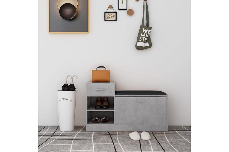 Skobänk betonggrå 94,5x31x57 cm spånskiva - Betonggrå - Möbler - Stolar & fåtöljer - Sittbänk - Skobänk & skohylla med bänk