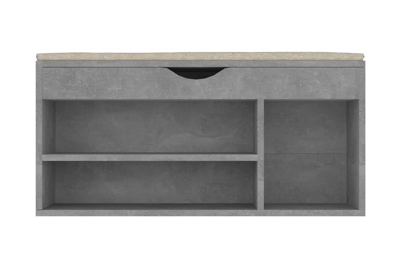 Skobänk med dyna betonggrå 104x30x49 cm spånskiva - Betonggrå - Möbler - Stolar & fåtöljer - Sittbänk - Skobänk & skohylla med bänk