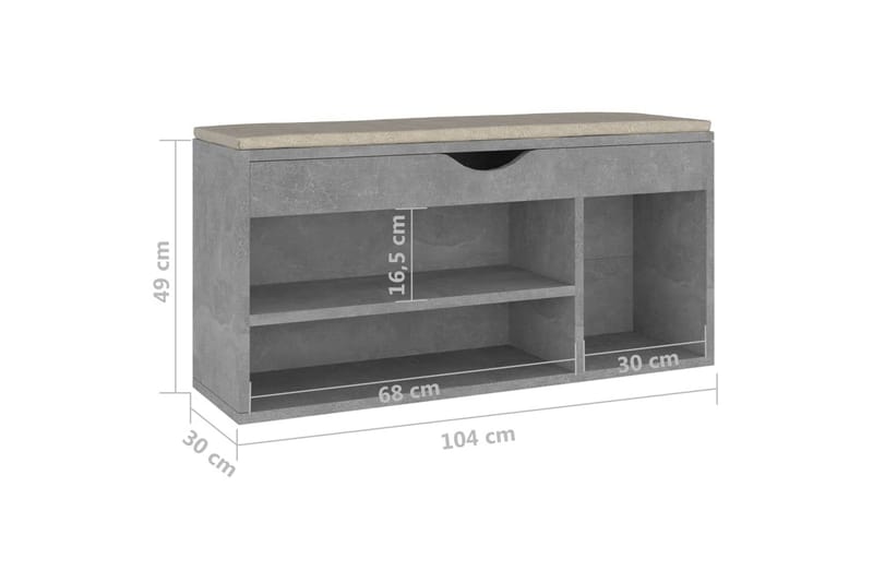 Skobänk med dyna betonggrå 104x30x49 cm spånskiva - Betonggrå - Hallförvaring - Skobänk & skohylla med bänk