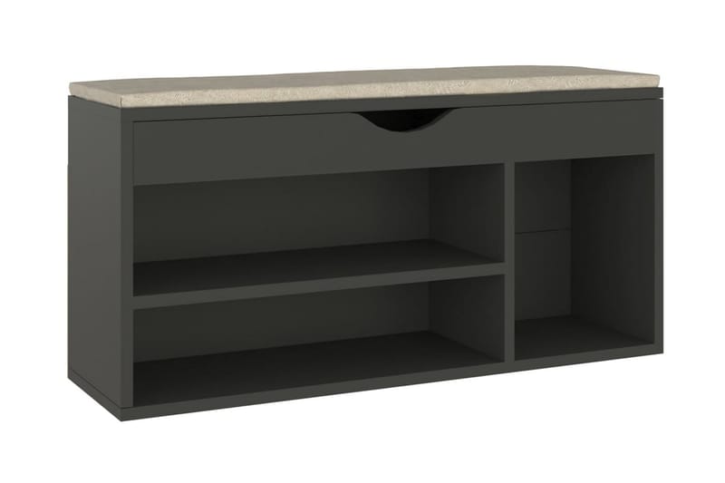 Skobänk med dyna grå 104x30x49 cm spånskiva - Grå - Möbler - Stolar & fåtöljer - Sittbänk - Skobänk & skohylla med bänk