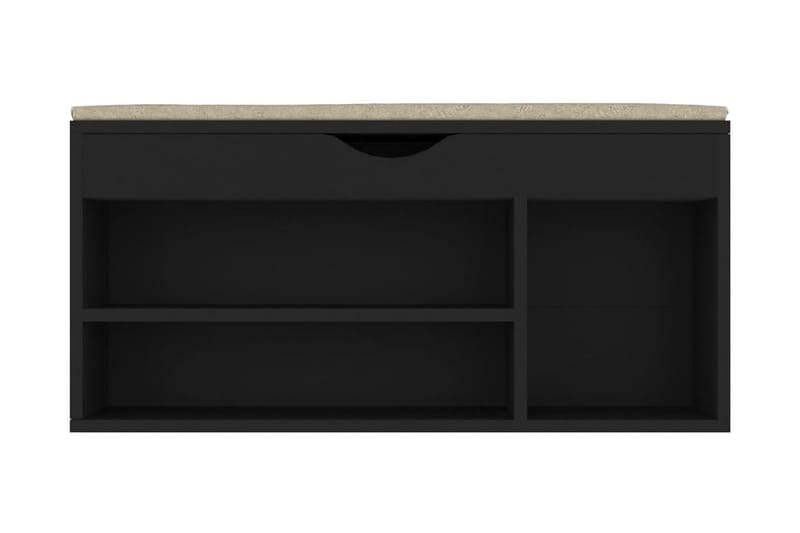 Skobänk med dyna svart 104x30x49 cm spånskiva - Svart - Hallförvaring - Skobänk & skohylla med bänk