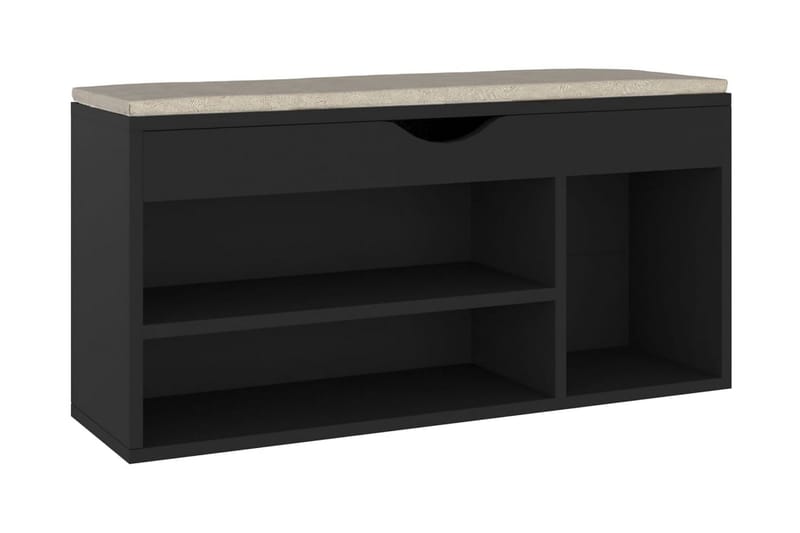 Skobänk med dyna svart 104x30x49 cm spånskiva - Svart - Möbler - Stolar & fåtöljer - Sittbänk - Skobänk & skohylla med bänk