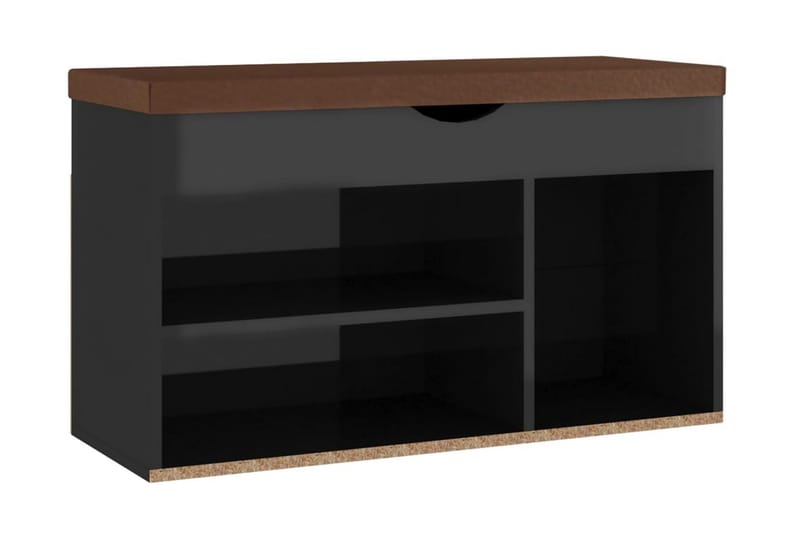 Skobänk med dyna svart högglans 80x30x47 cm spånskiva - Svart högglans - Möbler - Stolar & fåtöljer - Sittbänk - Skobänk & skohylla med bänk
