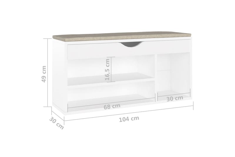 Skobänk med dyna vit 104x30x49 cm spånskiva - Vit - Möbler - Stolar & fåtöljer - Sittbänk - Skobänk & skohylla med bänk