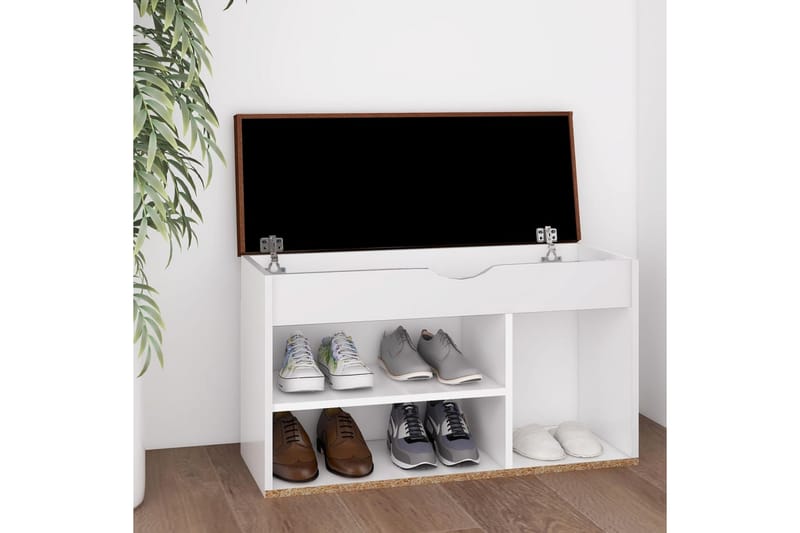 Skobänk med dyna vit 80x30x47 cm spånskiva - Vit - Möbler - Stolar & fåtöljer - Sittbänk - Skobänk & skohylla med bänk