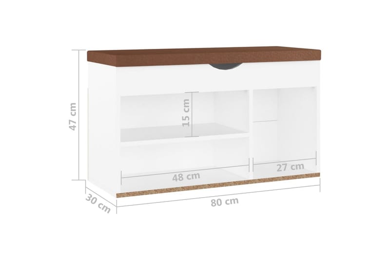 Skobänk med dyna vit 80x30x47 cm spånskiva - Vit - Möbler - Stolar & fåtöljer - Sittbänk - Skobänk & skohylla med bänk