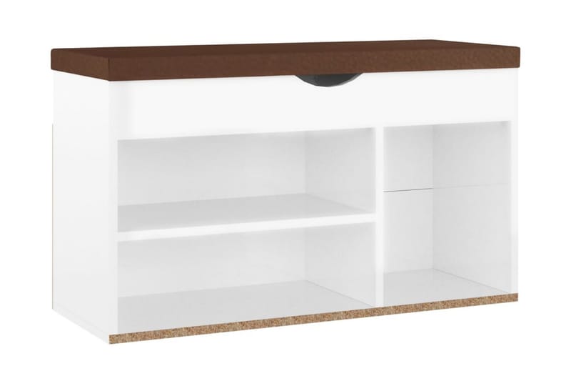 Skobänk med dyna vit högglans 80x30x47 cm spånskiva - Vit högglans - Möbler - Stolar & fåtöljer - Sittbänk - Skobänk & skohylla med bänk
