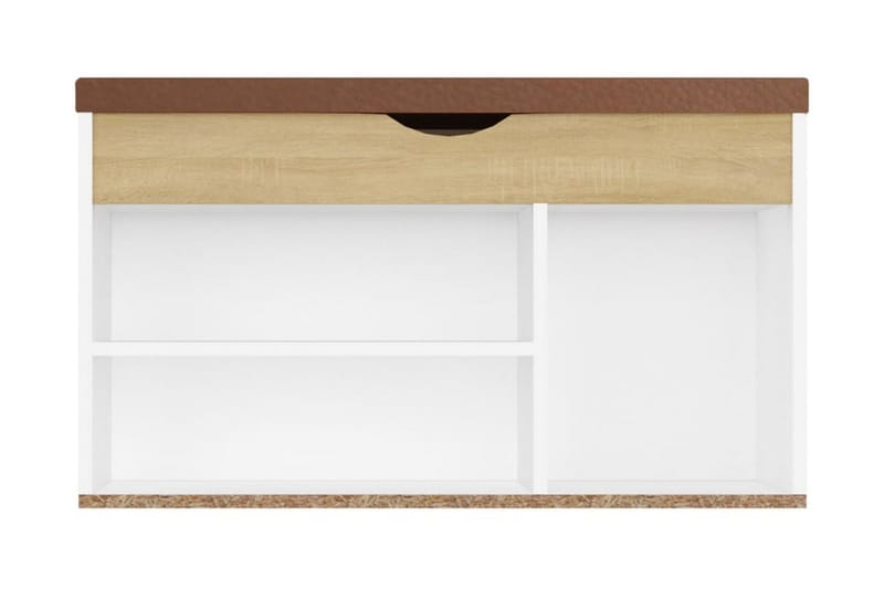 Skobänk med dyna vit och sonoma-ek 80x30x47 cm spånskiva - Vit/ek - Möbler - Stolar & fåtöljer - Sittbänk - Skobänk & skohylla med bänk