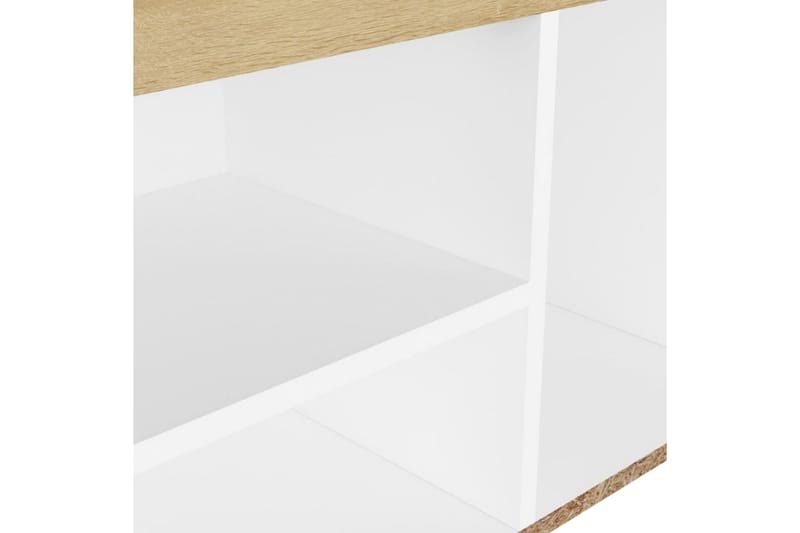 Skobänk med dyna vit och sonoma-ek 80x30x47 cm spånskiva - Vit/ek - Möbler - Stolar & fåtöljer - Sittbänk - Skobänk & skohylla med bänk