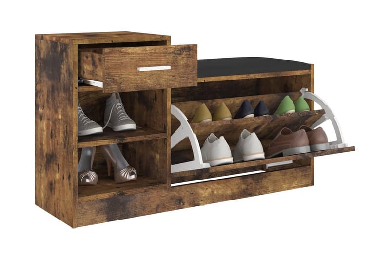 Skobänk rökfärgad ek 94,5x31x57 cm spånskiva - Rökfärgad ek - Möbler - Stolar & fåtöljer - Sittbänk - Skobänk & skohylla med bänk