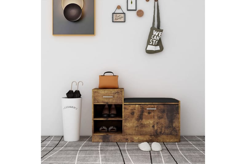 Skobänk rökfärgad ek 94,5x31x57 cm spånskiva - Rökfärgad ek - Möbler - Stolar & fåtöljer - Sittbänk - Skobänk & skohylla med bänk