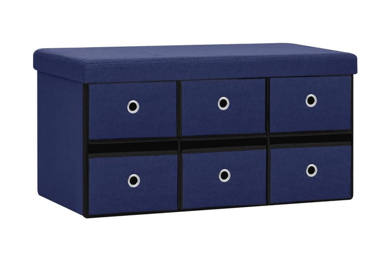 Hopfällbar förvaringsbänk blå 76x38x38 cm konstlinne - Blå - Möbler - Stolar & fåtöljer - Sittbänk - Skobänk & skohylla med bänk