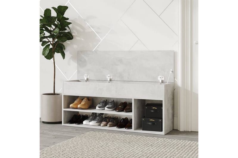 Skobänk betonggrå 105x30x45 cm spånskiva - Betonggrå - Möbler - Stolar & fåtöljer - Sittbänk - Skobänk & skohylla med bänk