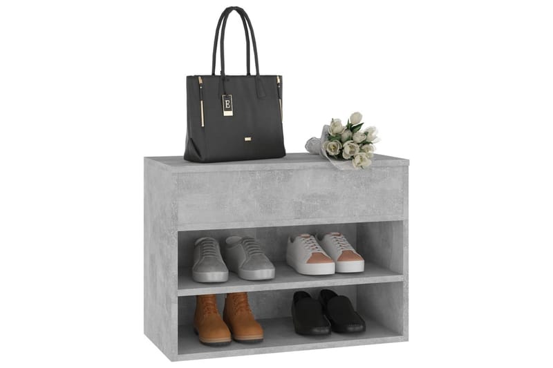 Skobänk betonggrå 60x30x45 cm spånskiva - Betonggrå - Möbler - Stolar & fåtöljer - Sittbänk - Skobänk & skohylla med bänk