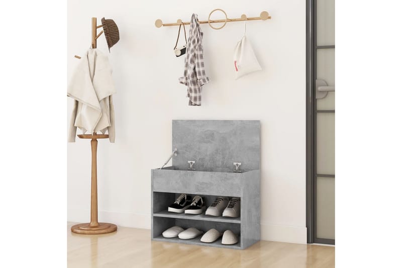 Skobänk betonggrå 60x30x45 cm spånskiva - Betonggrå - Möbler - Stolar & fåtöljer - Sittbänk - Skobänk & skohylla med bänk