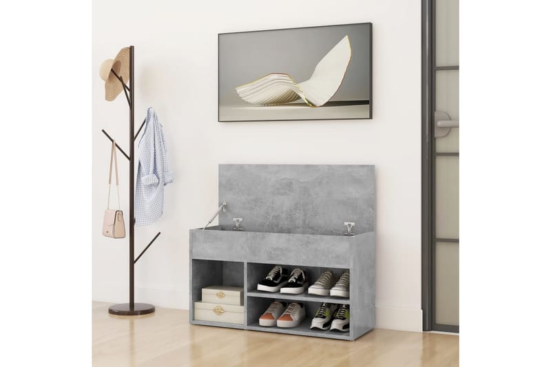 Skobänk betonggrå 80x30x45 cm spånskiva - Betonggrå - Möbler - Stolar & fåtöljer - Sittbänk - Skobänk & skohylla med bänk