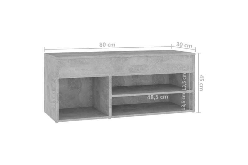 Skobänk betonggrå 80x30x45 cm spånskiva - Betonggrå - Möbler - Stolar & fåtöljer - Sittbänk - Skobänk & skohylla med bänk
