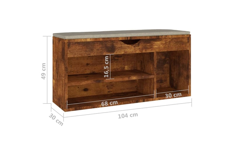 Skobänk med dyna rökfärgad ek 104x30x49 cm spånskiva - Rökfärgad ek - Möbler - Stolar & fåtöljer - Sittbänk - Skobänk & skohylla med bänk