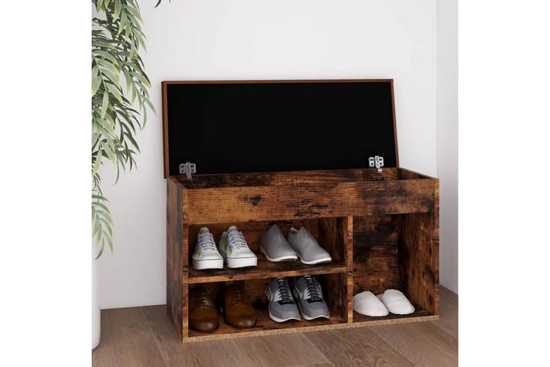 Skobänk med dyna rökt ek 80x30x47 cm spånskiva - Brun - Möbler - Stolar & fåtöljer - Sittbänk - Skobänk & skohylla med bänk