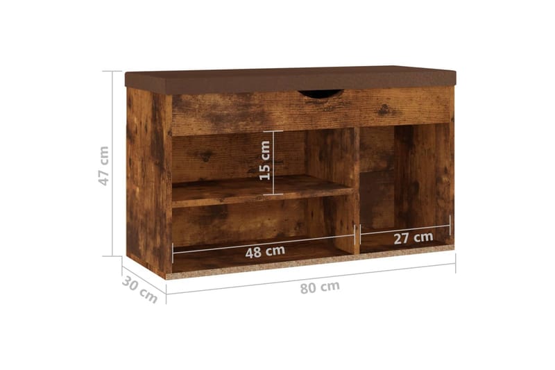 Skobänk med dyna rökt ek 80x30x47 cm spånskiva - Brun - Möbler - Stolar & fåtöljer - Sittbänk - Skobänk & skohylla med bänk