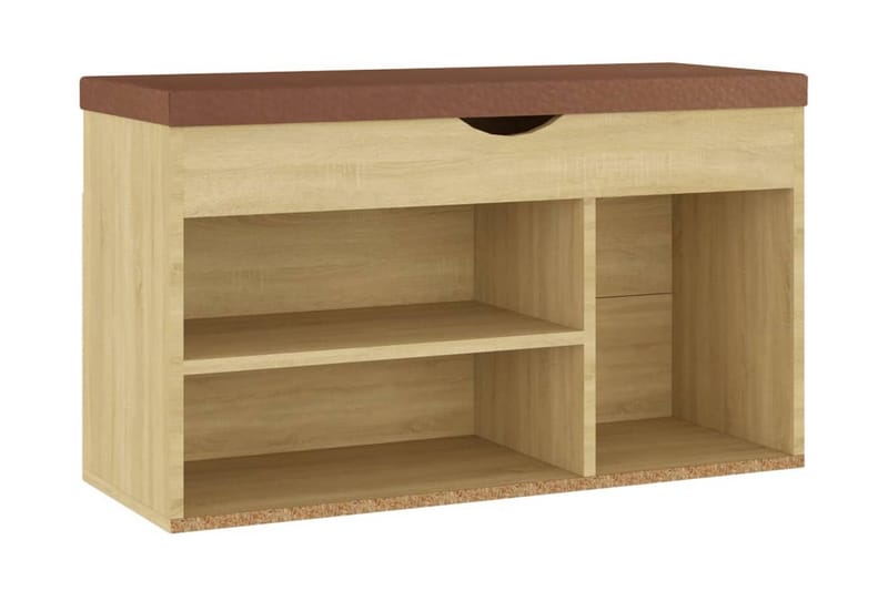 Skobänk med dyna sonoma-ek 80x30x47 cm spånskiva - Ek - Möbler - Stolar & fåtöljer - Sittbänk - Skobänk & skohylla med bänk