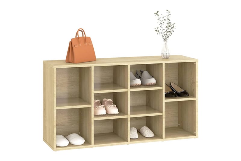 Skobänk sonoma-ek 103x30x54,5 cm spånskiva - Brun - Möbler - Stolar & fåtöljer - Sittbänk - Skobänk & skohylla med bänk