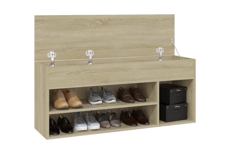 Skobänk sonoma-ek 105x30x45 cm spånskiva - Brun - Möbler - Stolar & fåtöljer - Sittbänk - Skobänk & skohylla med bänk