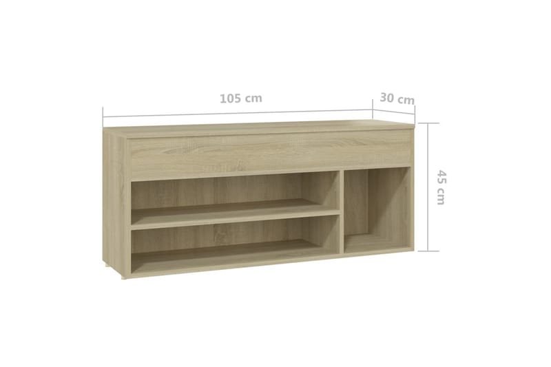 Skobänk sonoma-ek 105x30x45 cm spånskiva - Brun - Möbler - Stolar & fåtöljer - Sittbänk - Skobänk & skohylla med bänk