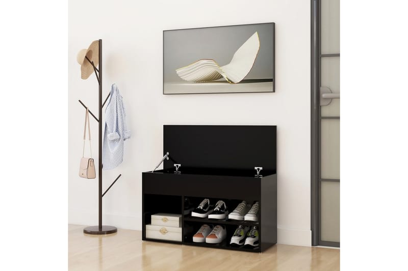 Skobänk svart 80x30x45 cm spånskiva - Svart - Möbler - Stolar & fåtöljer - Sittbänk - Skobänk & skohylla med bänk