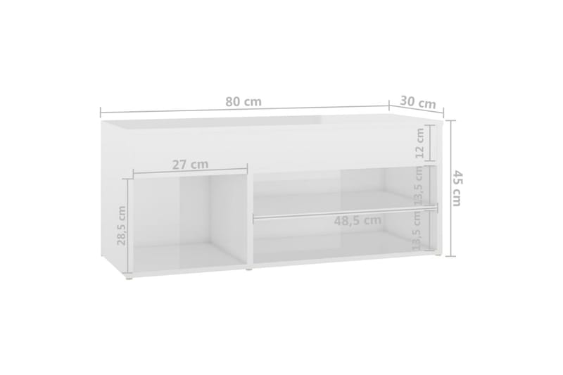Skobänk vit högglans 80x30x45 cm spånskiva - Vit högglans - Möbler - Stolar & fåtöljer - Sittbänk - Skobänk & skohylla med bänk