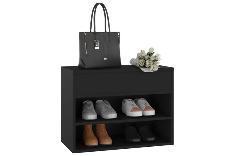 Skobänk svart 60x30x45 cm spånskiva - Svart - Möbler - Stolar & fåtöljer - Sittbänk - Skobänk & skohylla med bänk