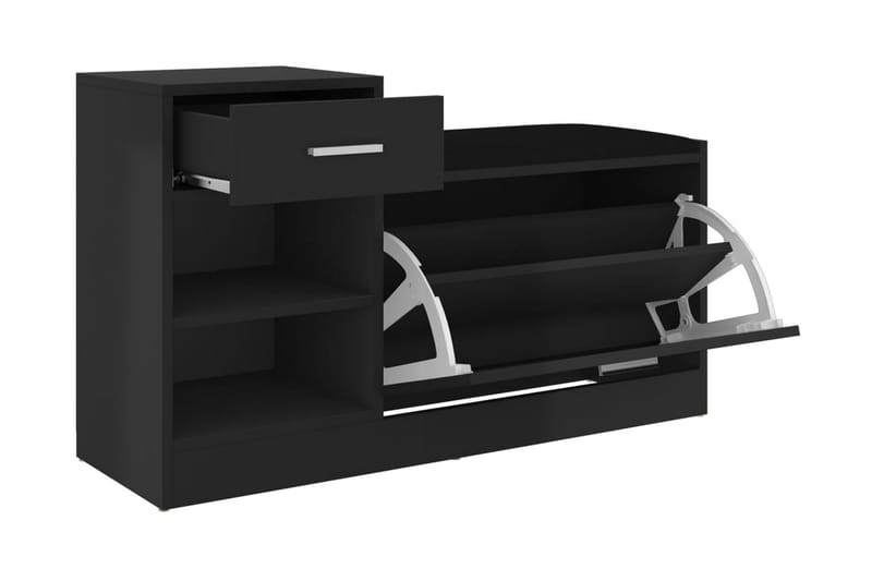 Skobänk svart högglans 94,5x31x57 cm spånskiva - Svart högglans - Möbler - Stolar & fåtöljer - Sittbänk - Skobänk & skohylla med bänk