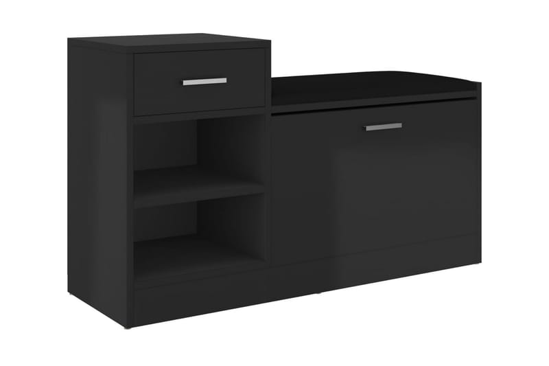 Skobänk svart högglans 94,5x31x57 cm spånskiva - Svart högglans - Möbler - Stolar & fåtöljer - Sittbänk - Skobänk & skohylla med bänk