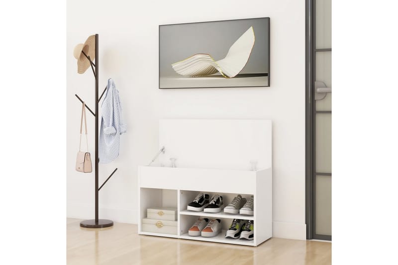 Skobänk vit 80x30x45 cm spånskiva - Vit - Möbler - Stolar & fåtöljer - Sittbänk - Skobänk & skohylla med bänk