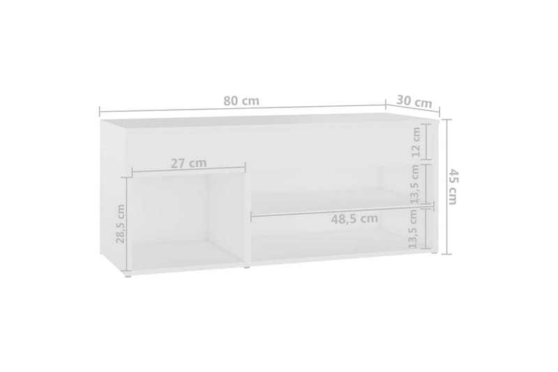 Skobänk vit 80x30x45 cm spånskiva - Vit - Hallförvaring - Skobänk & skohylla med bänk