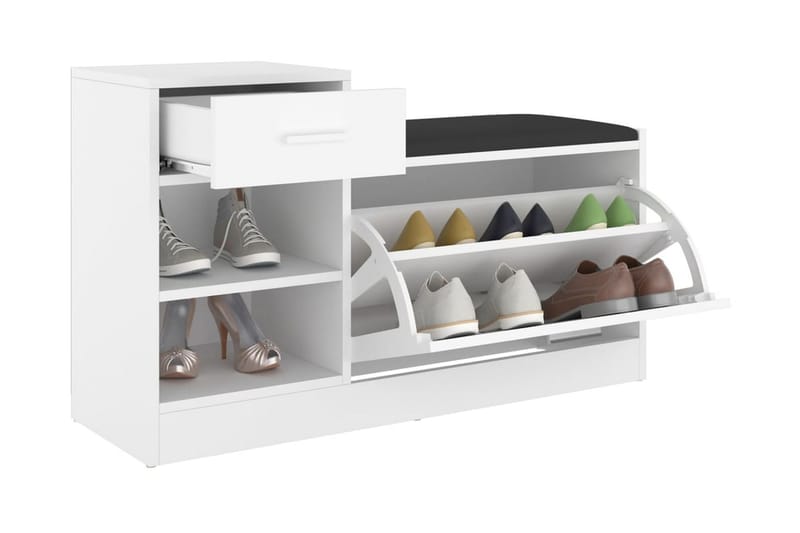 Skobänk vit 94,5x31x57 cm spånskiva - Vit - Möbler - Stolar & fåtöljer - Sittbänk - Skobänk & skohylla med bänk