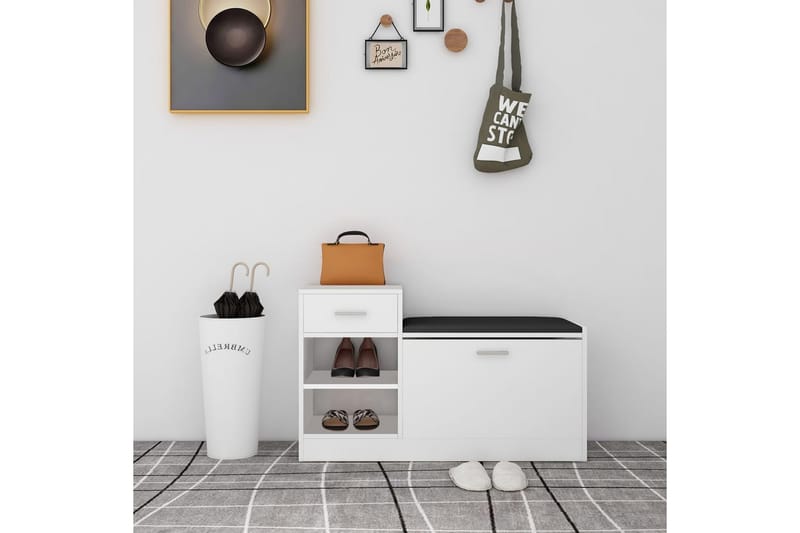Skobänk vit 94,5x31x57 cm spånskiva - Vit - Möbler - Stolar & fåtöljer - Sittbänk - Skobänk & skohylla med bänk