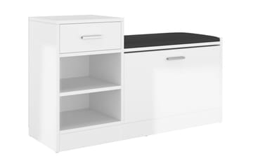 Skobänk vit högglans 94,5x31x57 cm spånskiva