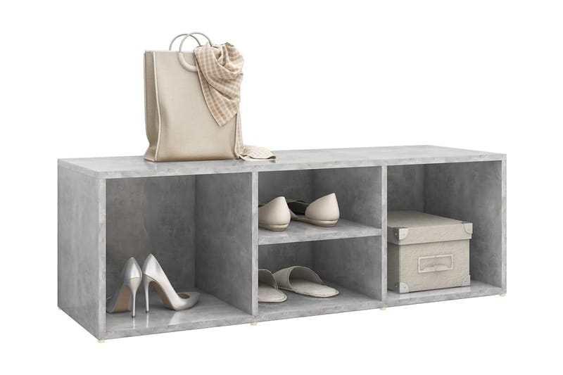 Skoförvaringsbänk betonggrå 105x35x35 cm spånskiva - Betonggrå - Möbler - Stolar & fåtöljer - Sittbänk - Skobänk & skohylla med bänk