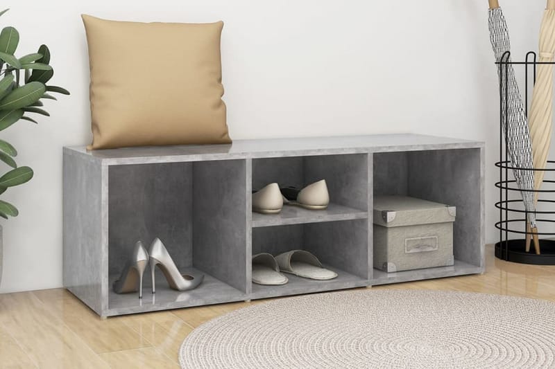 Skoförvaringsbänk betonggrå 105x35x35 cm spånskiva - Betonggrå - Möbler - Stolar & fåtöljer - Sittbänk - Skobänk & skohylla med bänk