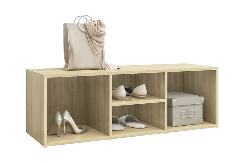 Skoförvaringsbänk sonoma-ek 105x35x35 cm spånskiva - Brun - Möbler - Stolar & fåtöljer - Sittbänk - Skobänk & skohylla med bänk