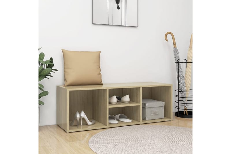 Skoförvaringsbänk sonoma-ek 105x35x35 cm spånskiva - Brun - Möbler - Stolar & fåtöljer - Sittbänk - Skobänk & skohylla med bänk