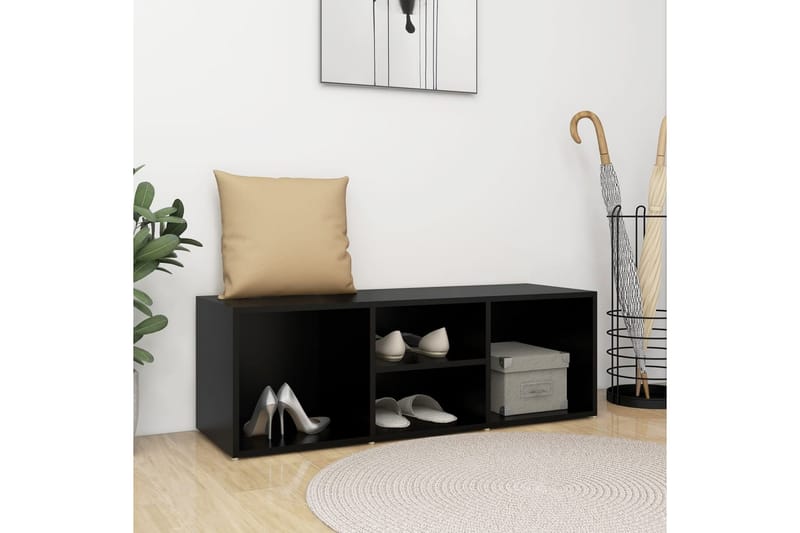 Skoförvaringsbänk svart 105x35x35 cm spånskiva - Svart - Möbler - Stolar & fåtöljer - Sittbänk - Skobänk & skohylla med bänk